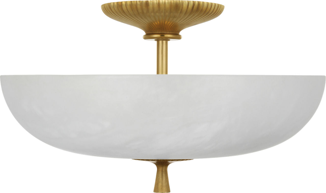 Pascal 14" Bowl Semi-Flush Mount | Hand-Rubbed Antique Brass | Alabaster