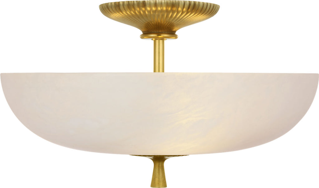 Pascal 14" Bowl Semi-Flush Mount | Hand-Rubbed Antique Brass | Alabaster