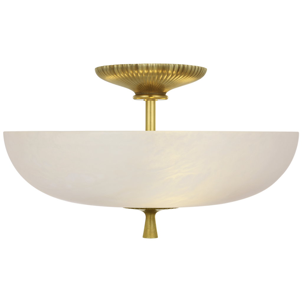 Pascal 14" Bowl Semi-Flush Mount | Hand-Rubbed Antique Brass | Alabaster