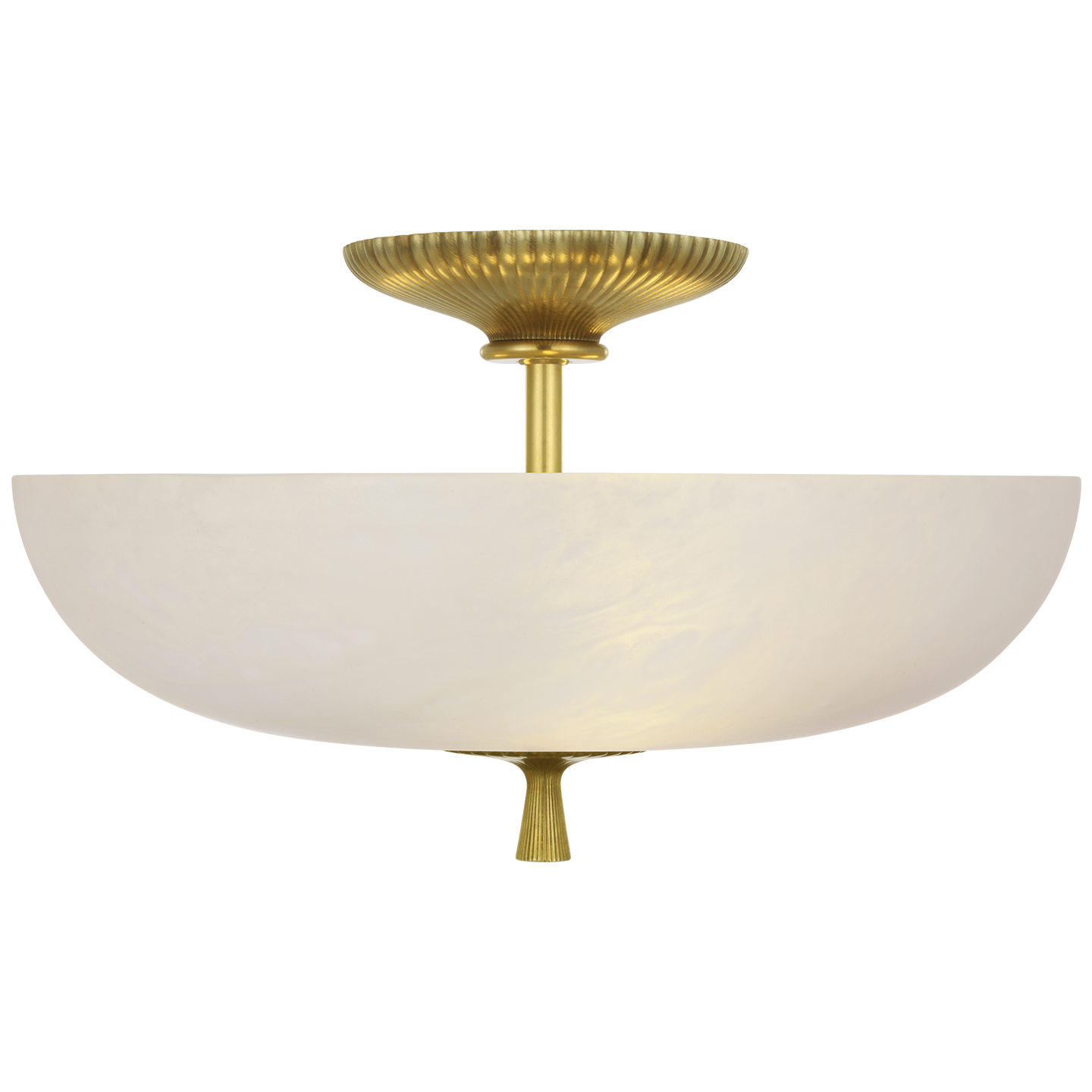 Pascal 14" Bowl Semi-Flush Mount | Hand-Rubbed Antique Brass | Alabaster
