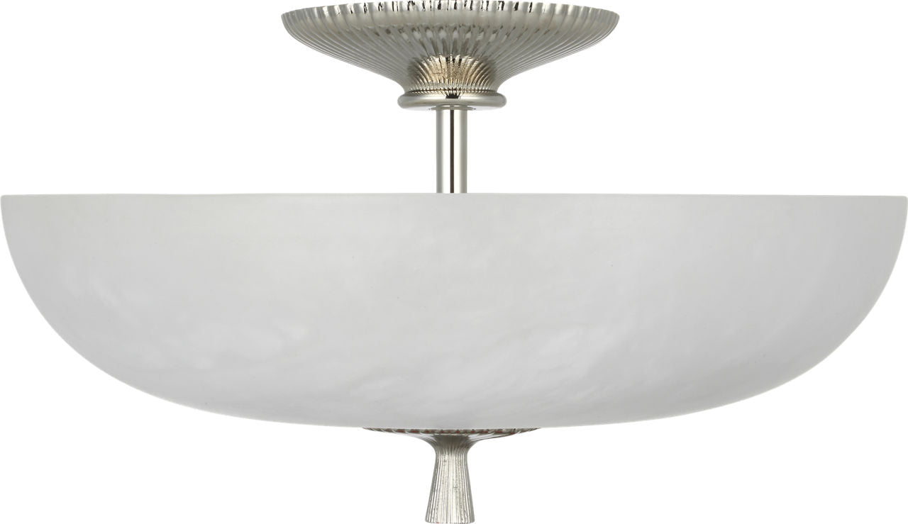 Pascal 14" Bowl Semi-Flush Mount | Polished Nickel | Alabaster