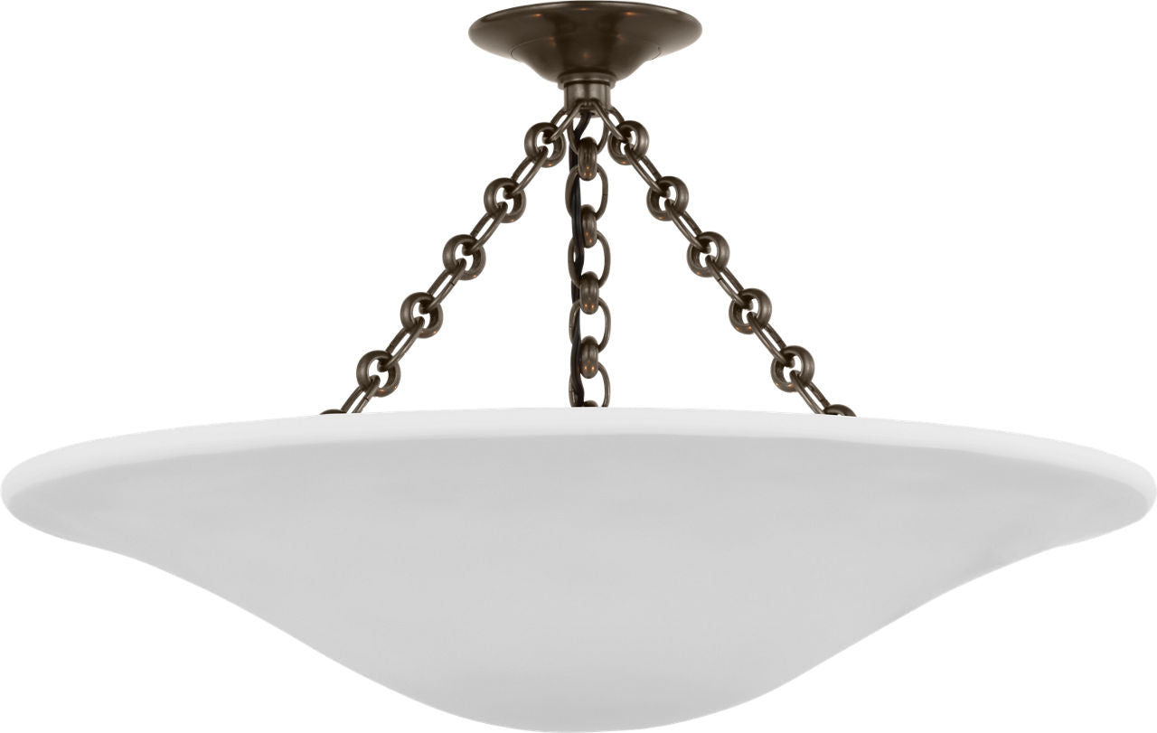 Mollino 24" Semi-Flush Mount | Bronze | Plaster White Shade