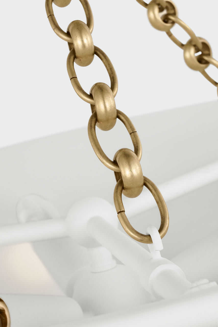 Mollino 24" Semi-Flush Mount | Hand-Rubbed Antique Brass | Plaster White Shade
