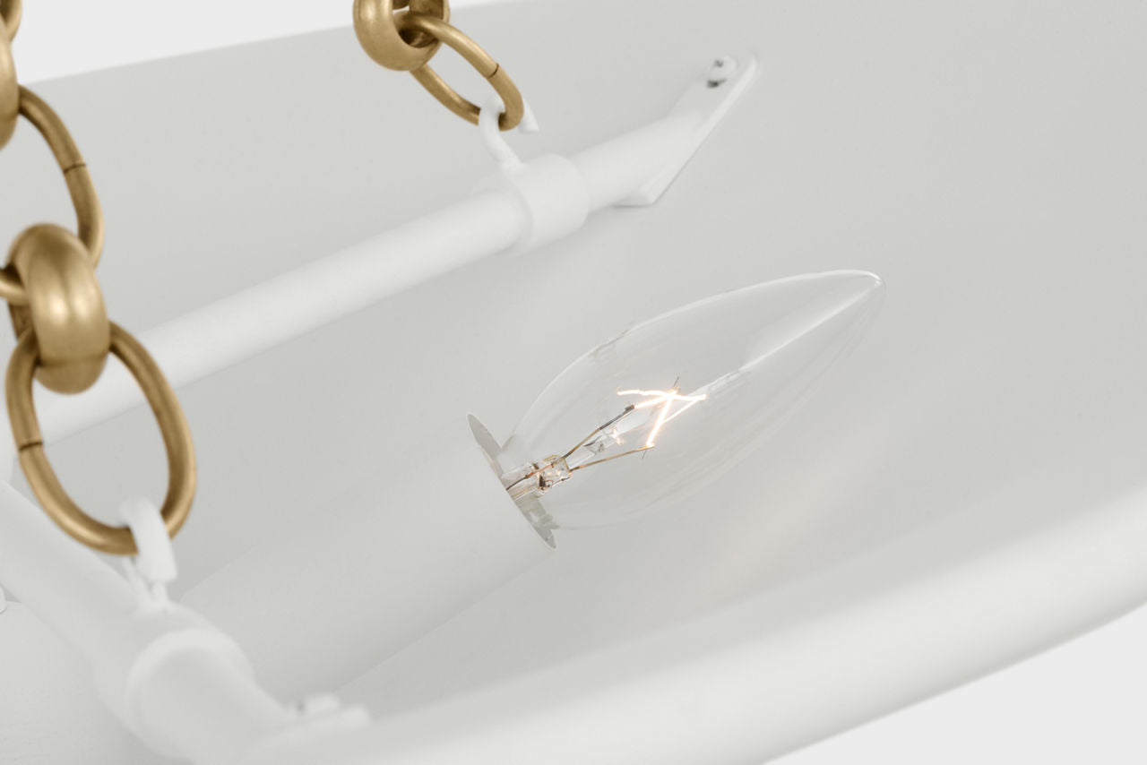 Mollino 24" Semi-Flush Mount | Hand-Rubbed Antique Brass | Plaster White Shade