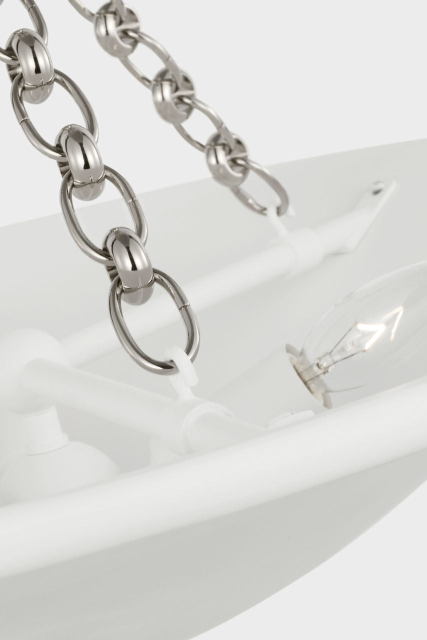 Mollino 24" Semi-Flush Mount | Polished Nickel | Plaster White Shade
