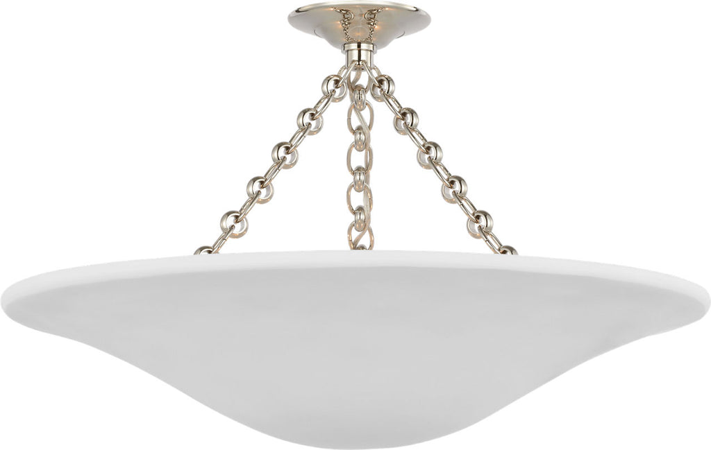 Mollino 24" Semi-Flush Mount | Polished Nickel | Plaster White Shade