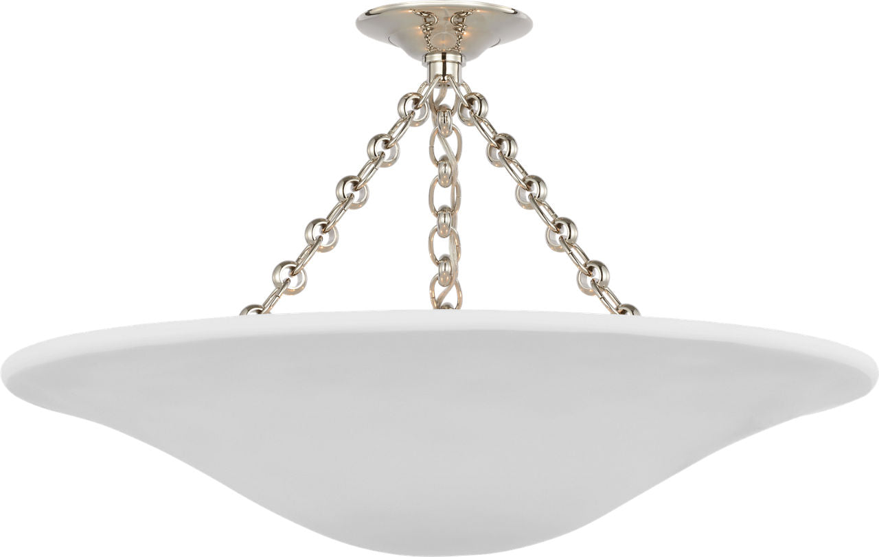 Mollino 24" Semi-Flush Mount | Polished Nickel | Plaster White Shade