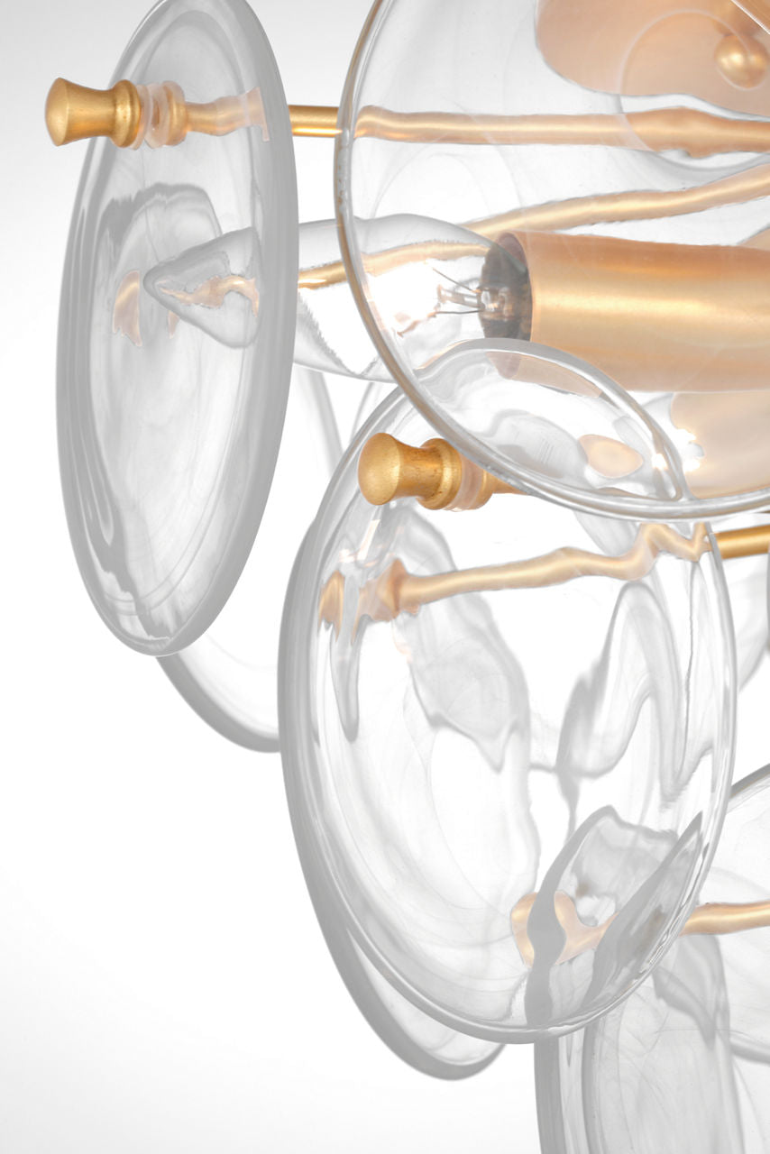 Loire Medium Tiered Flush Mount | Gild | Clear Strie Glass