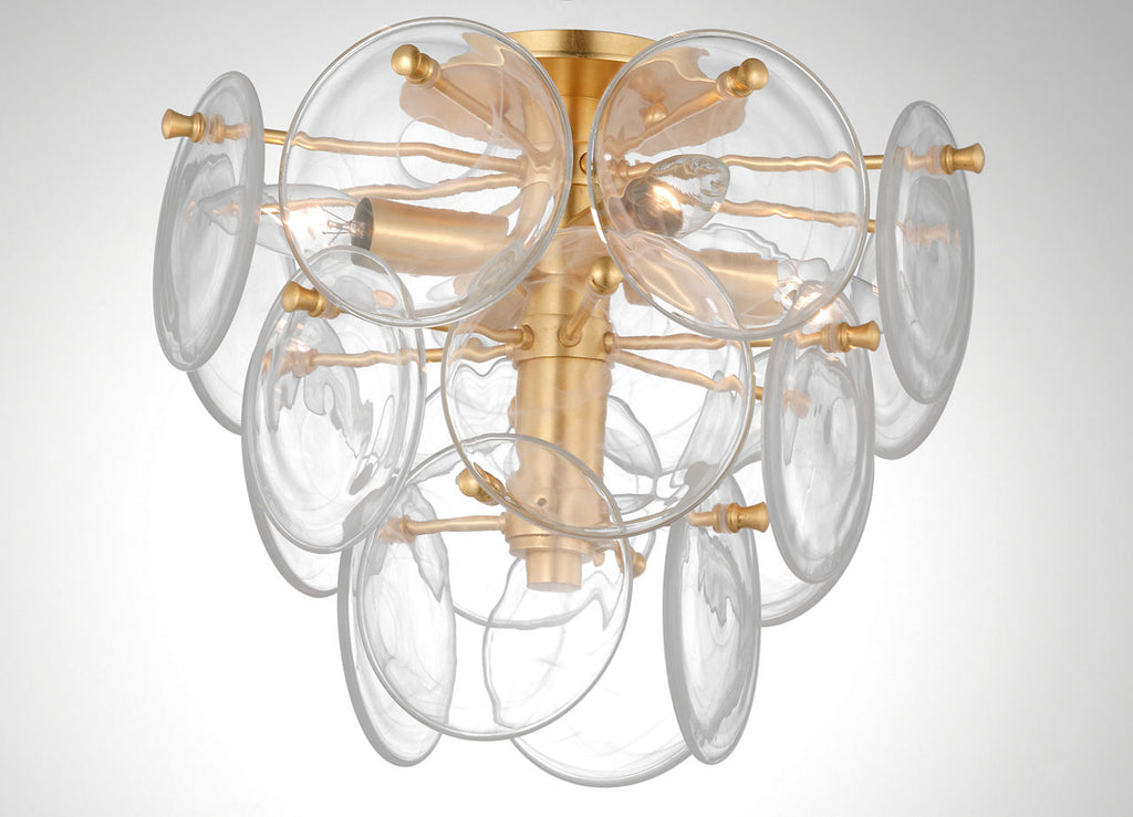 Loire Medium Tiered Flush Mount | Gild | Clear Strie Glass
