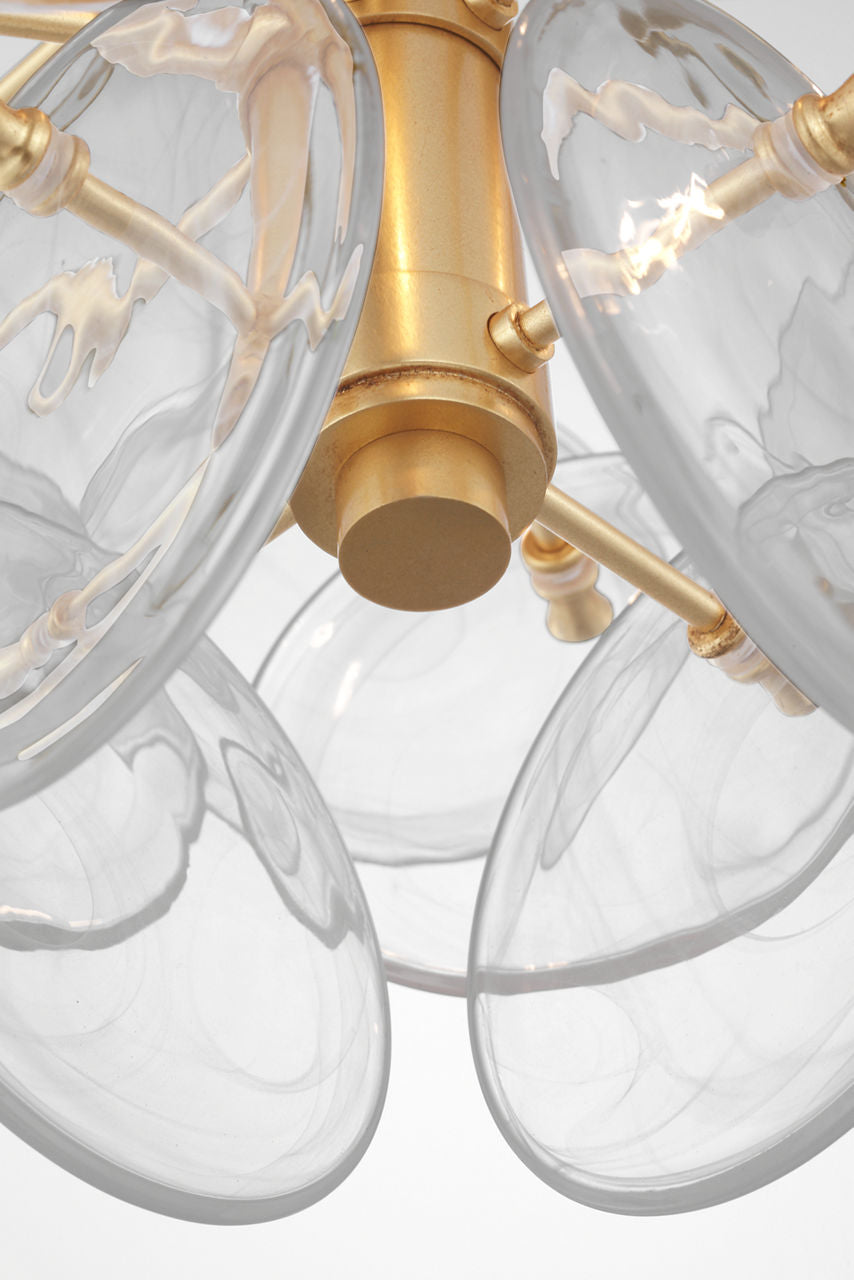 Loire Medium Tiered Flush Mount | Gild | Clear Strie Glass