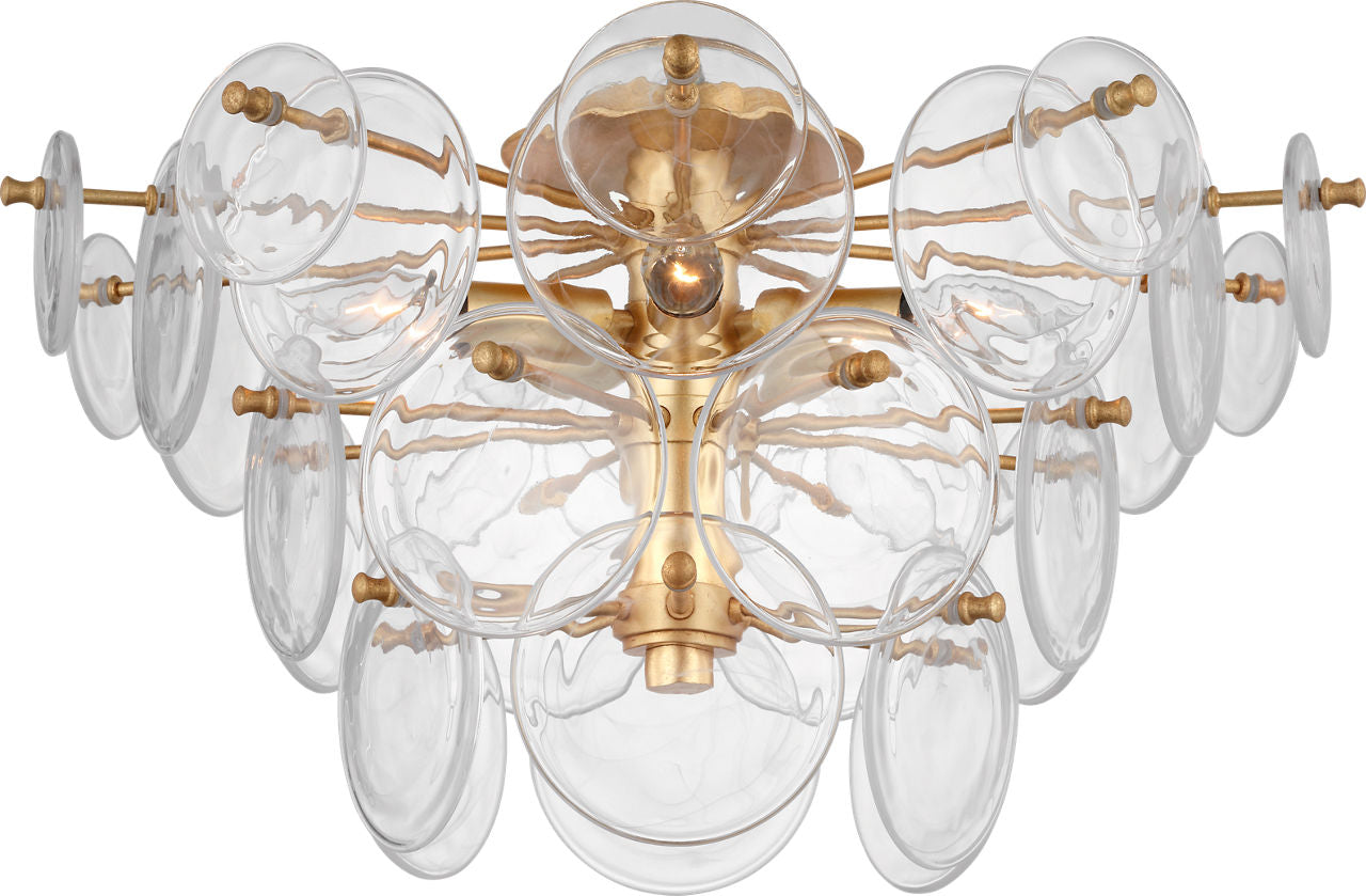 Loire Medium Tiered Flush Mount | Gild | Clear Strie Glass