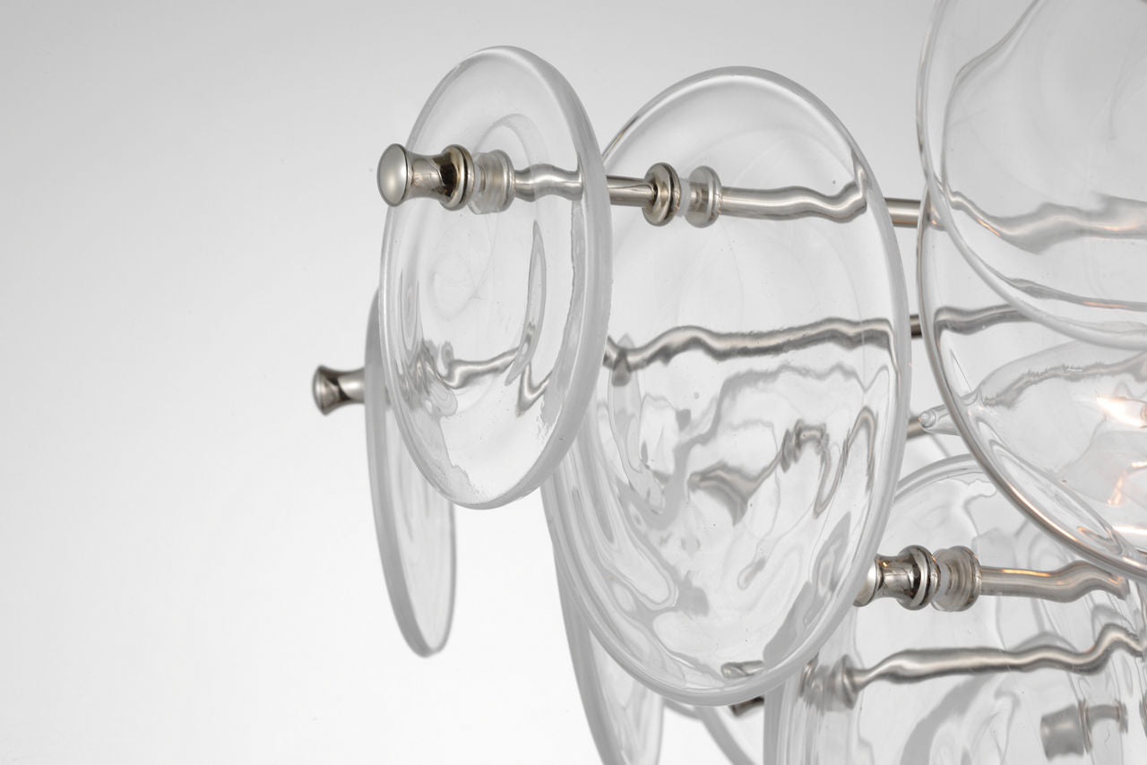 Loire Large Tiered Flush Mount | Polished Nickel | Clear Strie Glass