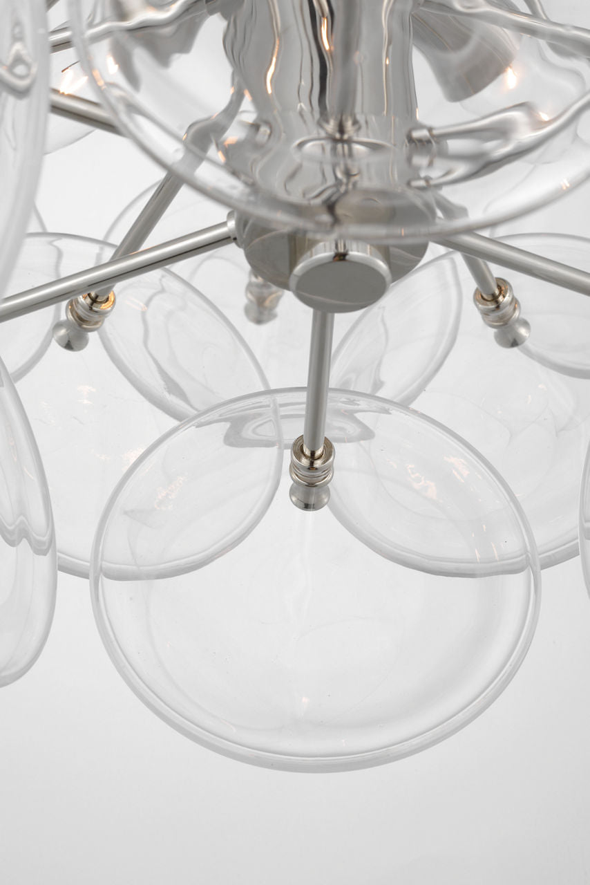 Loire Large Tiered Flush Mount | Polished Nickel | Clear Strie Glass