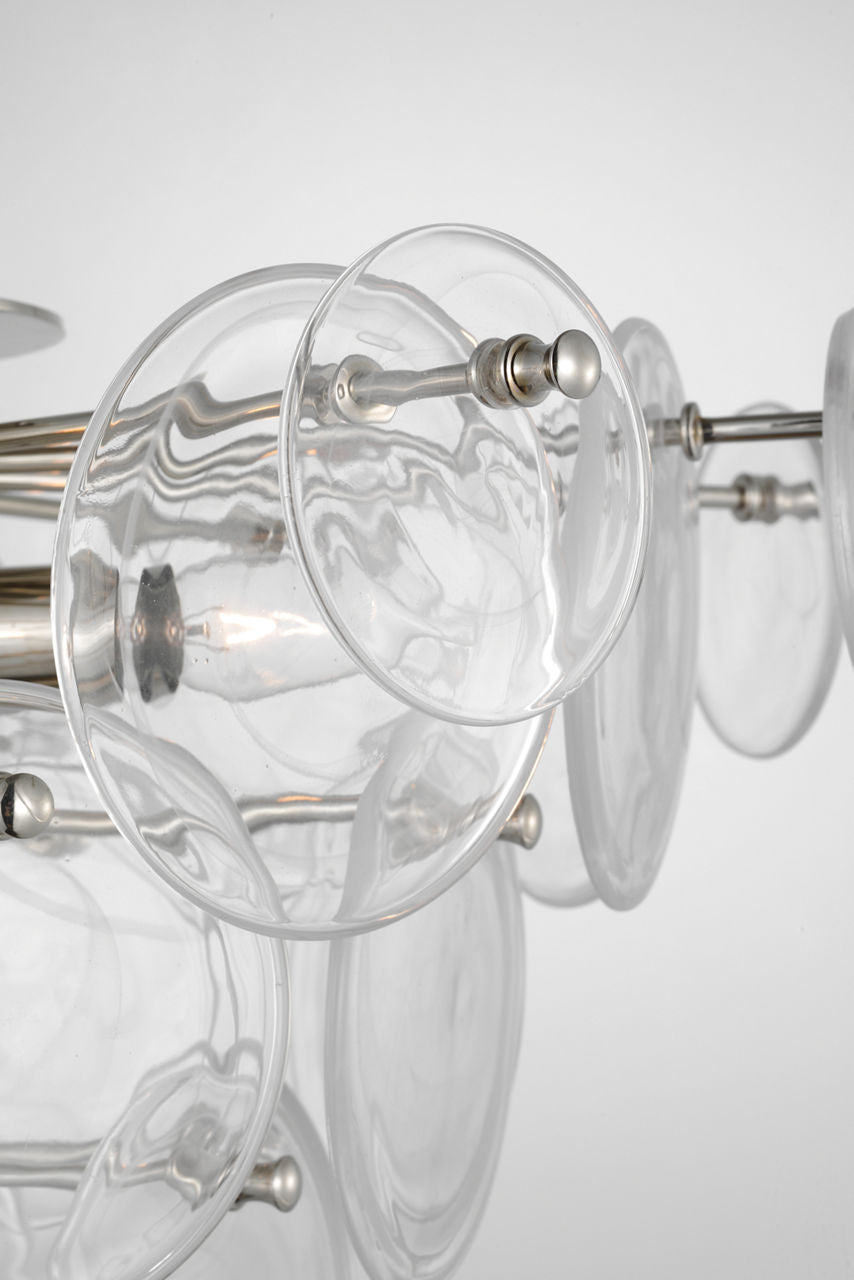 Loire Large Tiered Flush Mount | Polished Nickel | Clear Strie Glass