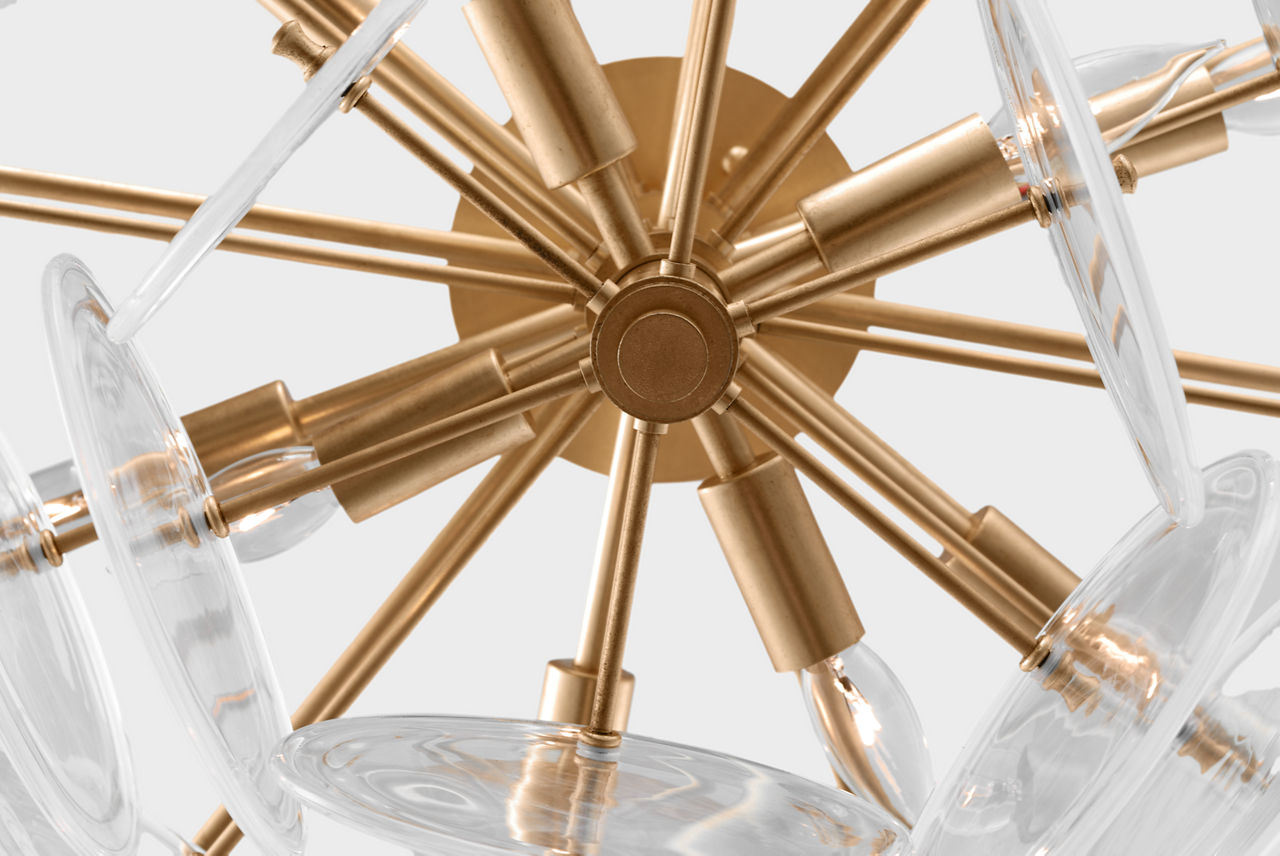 Loire Grande Flush Mount | Gild | Clear Strie Glass