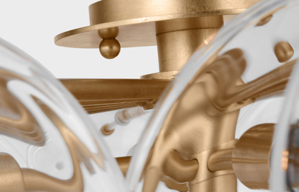 Loire Grande Flush Mount | Gild | Clear Strie Glass