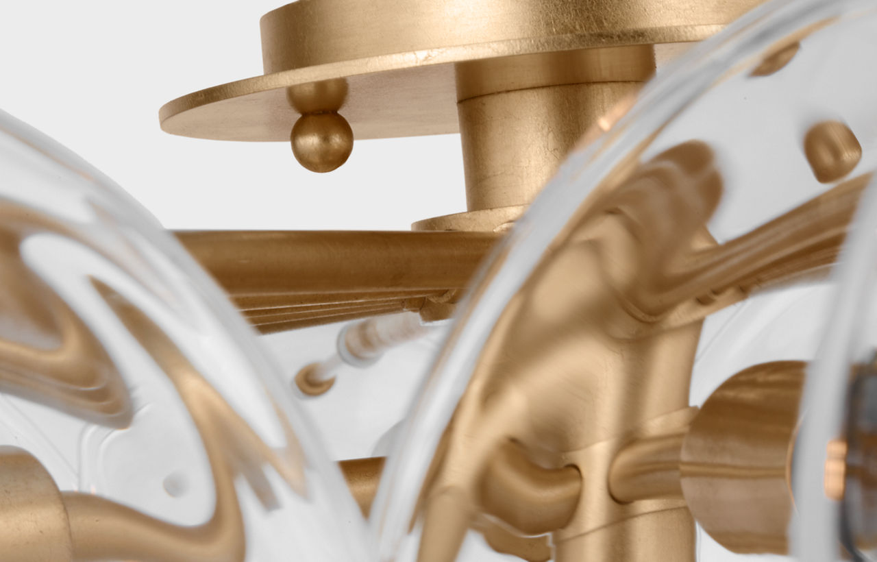 Loire Grande Flush Mount | Gild | Clear Strie Glass