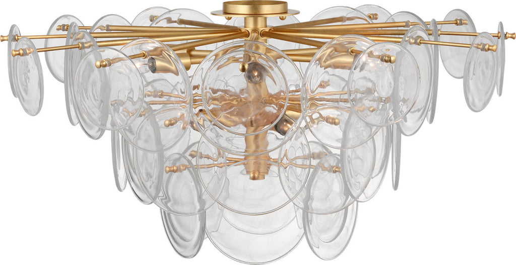 Loire Grande Flush Mount | Gild | Clear Strie Glass