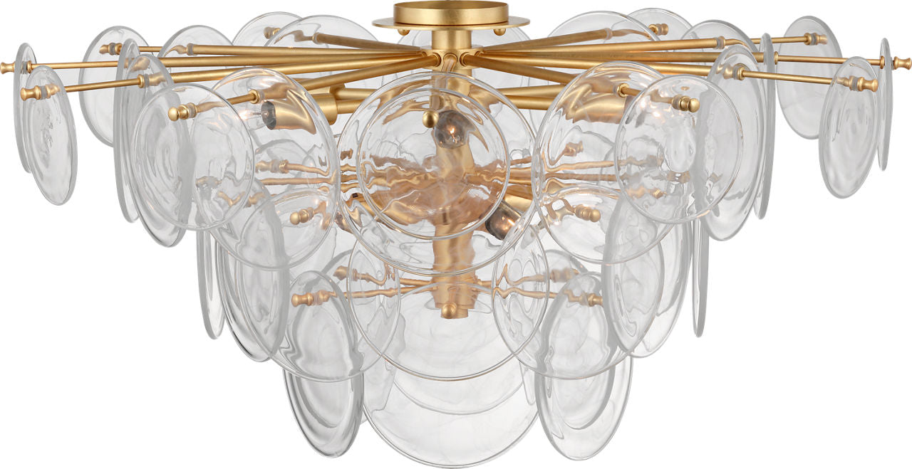 Loire Grande Flush Mount | Gild | Clear Strie Glass