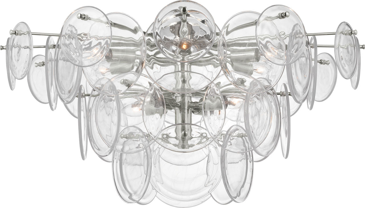Loire Grande Flush Mount | Polished Nickel | Clear Strie Glass