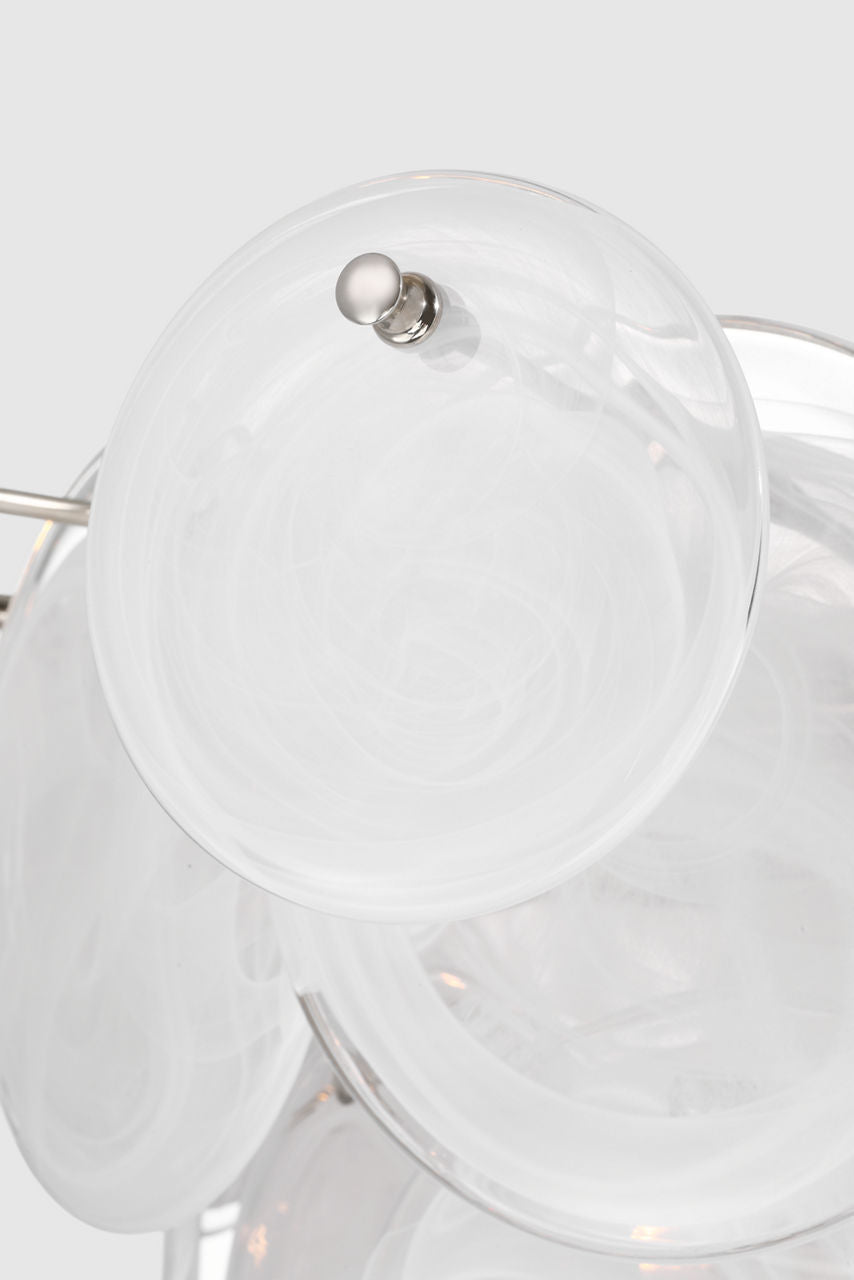 Loire Grande Flush Mount | Polished Nickel | White Strie Glass