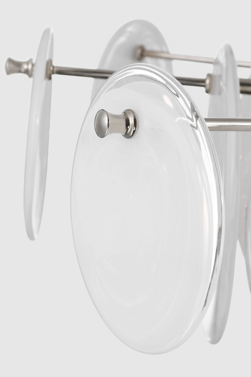 Loire Grande Flush Mount | Polished Nickel | White Strie Glass