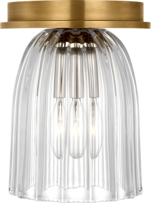 Asalea 5" Solitaire Flush Mount | Hand-Rubbed Antique Brass | Clear Glass