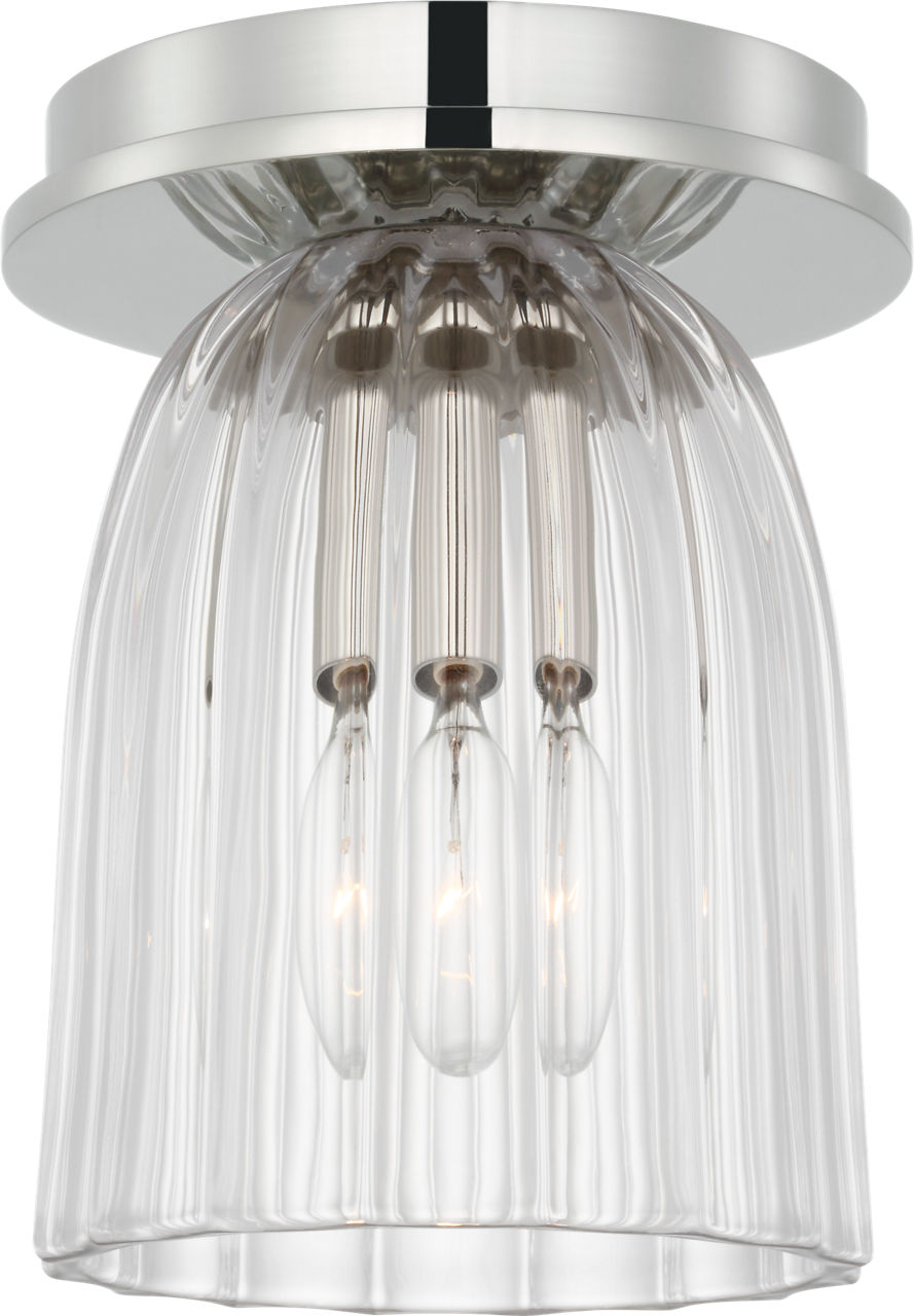 Asalea 5" Solitaire Flush Mount | Polished Nickel | Clear Glass