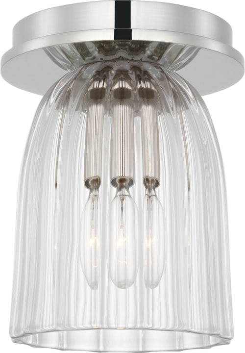 Asalea 5" Solitaire Flush Mount | Polished Nickel | Clear Glass