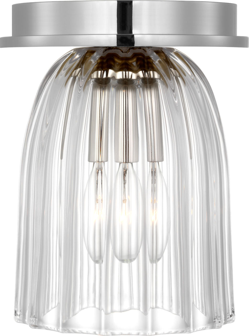 Asalea 5" Solitaire Flush Mount | Polished Nickel | Clear Glass