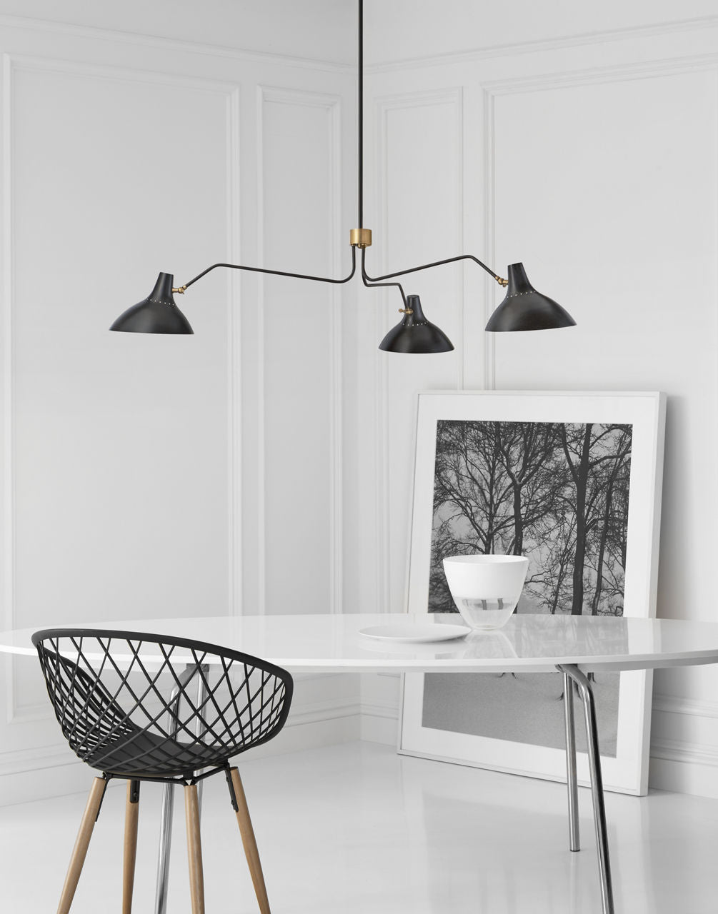 Charlton Large Triple Arm Chandelier | Black