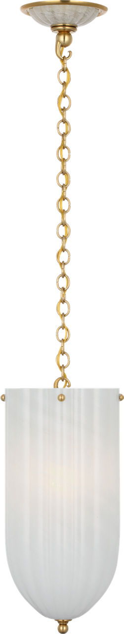Rosehill 8" Pendant | Hand-Rubbed Antique Brass | White Strie Glass