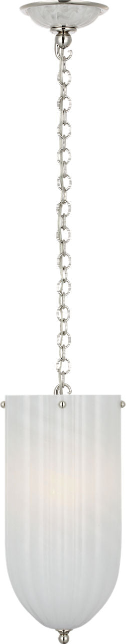 Rosehill 8" Pendant | Polished Nickel | White Strie Glass
