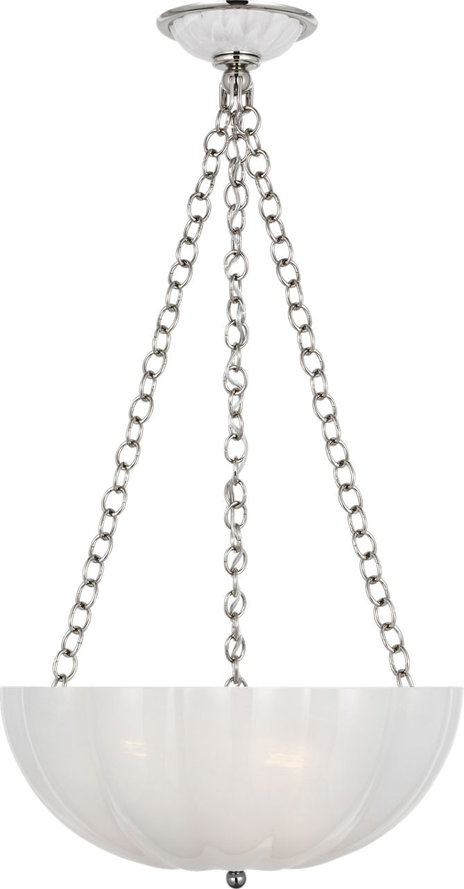 Rosehill 16" Bowl Chandelier | Polished Nickel | White Strie Glass