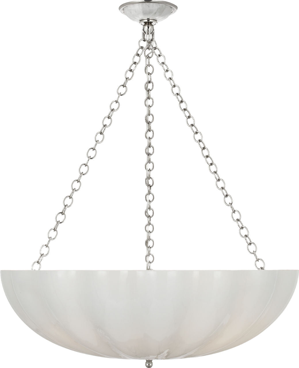Rosehill 28" Bowl Chandelier | Polished Nickel | White Strie Glass