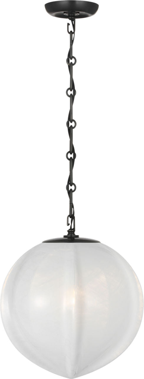 Rae 13" Pendant | Bronze | White Strie Glass