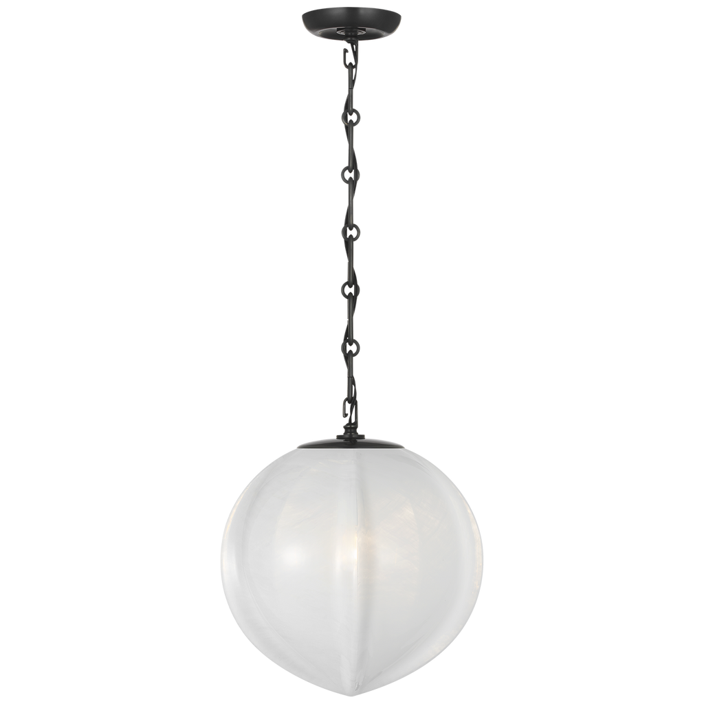 Rae 13" Pendant | Bronze | White Strie Glass
