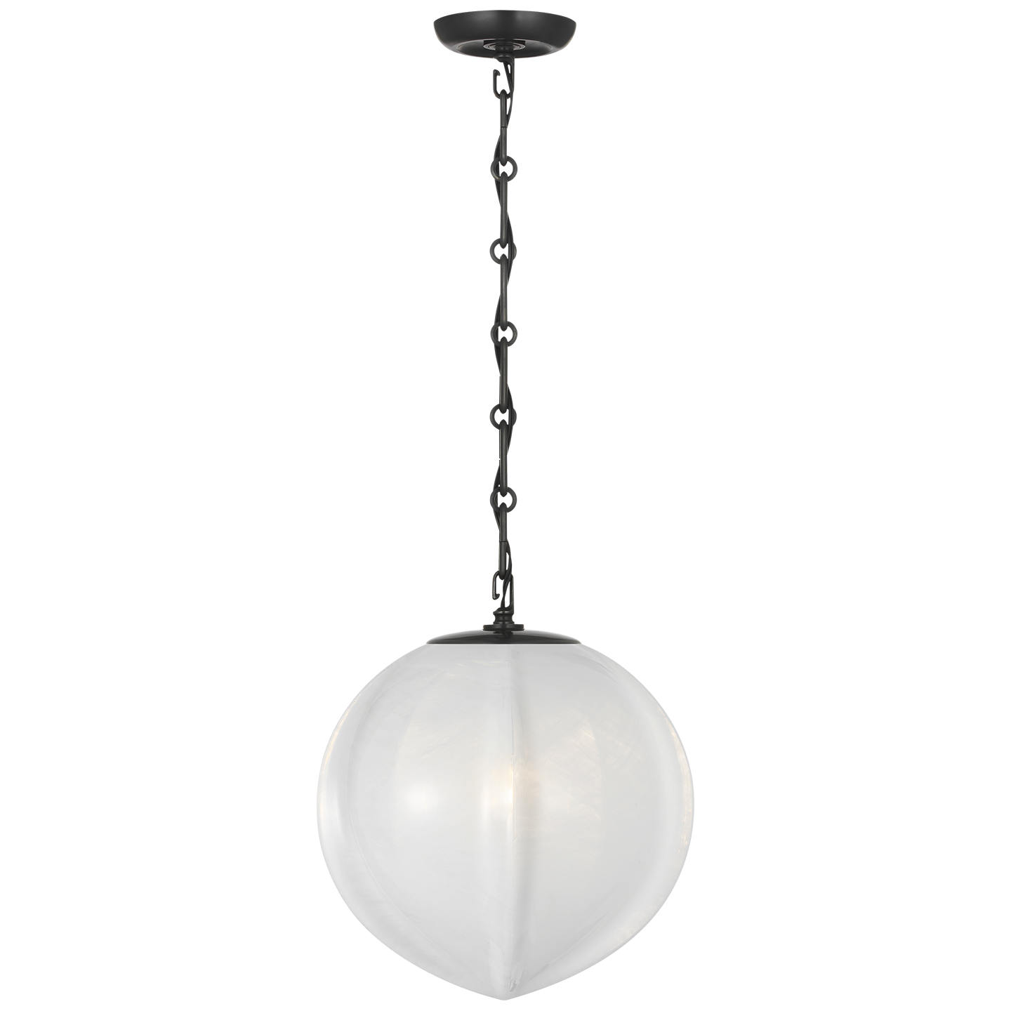 Rae 13" Pendant | Bronze | White Strie Glass