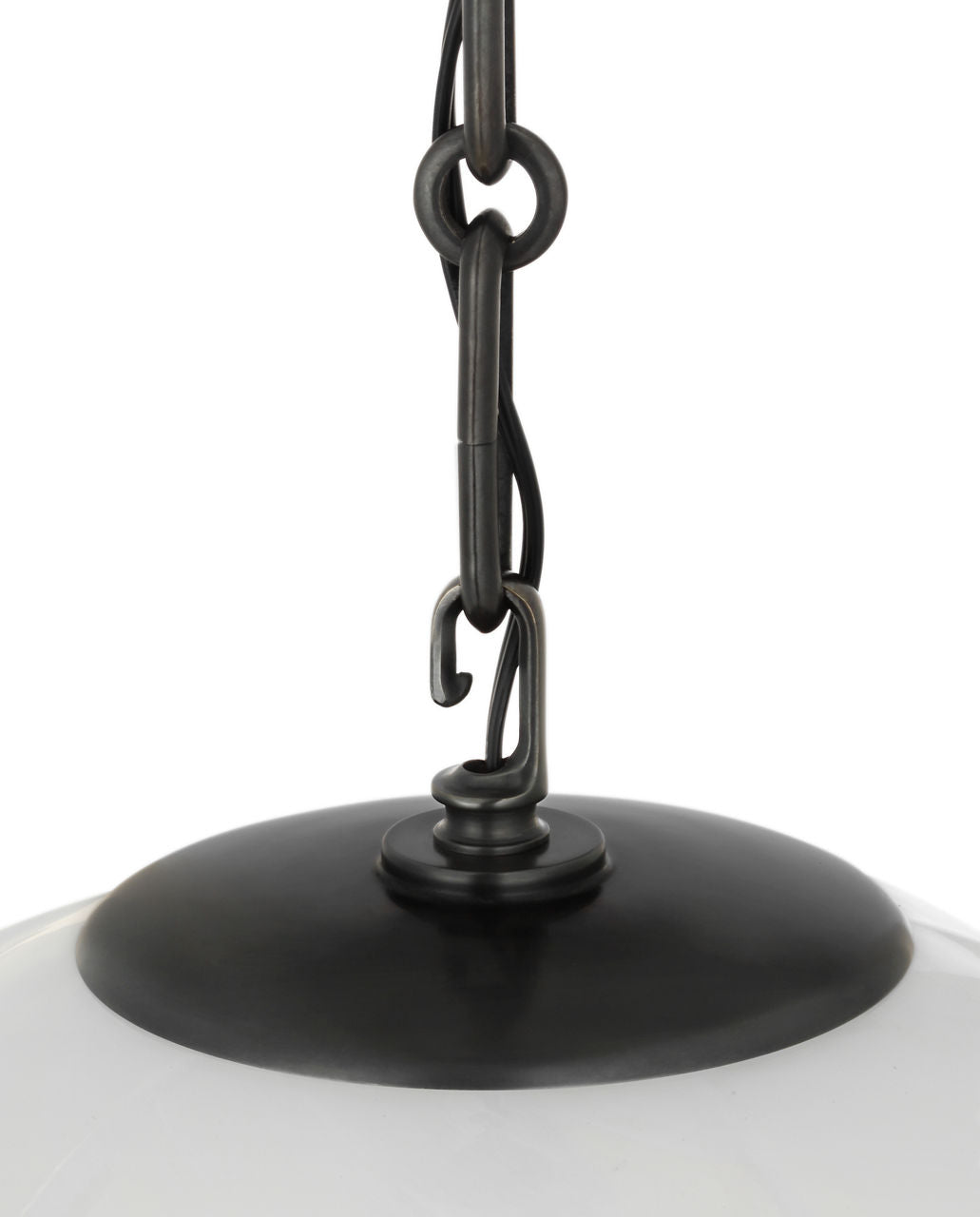 Rae 13" Pendant | Bronze | White Strie Glass