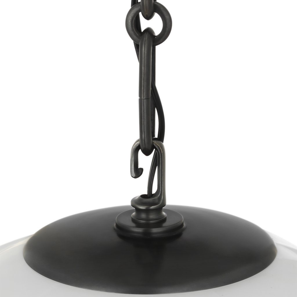 Rae 13" Pendant | Bronze | White Strie Glass