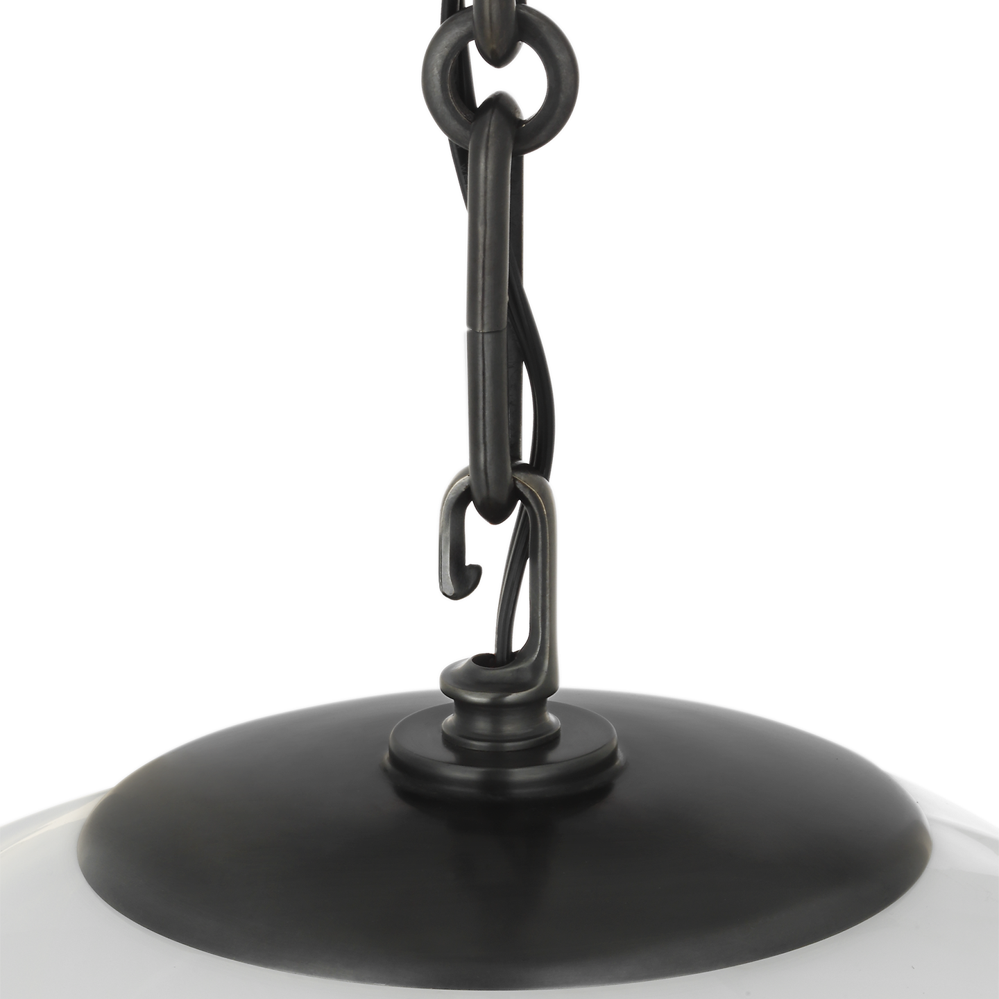 Rae 13" Pendant | Bronze | White Strie Glass