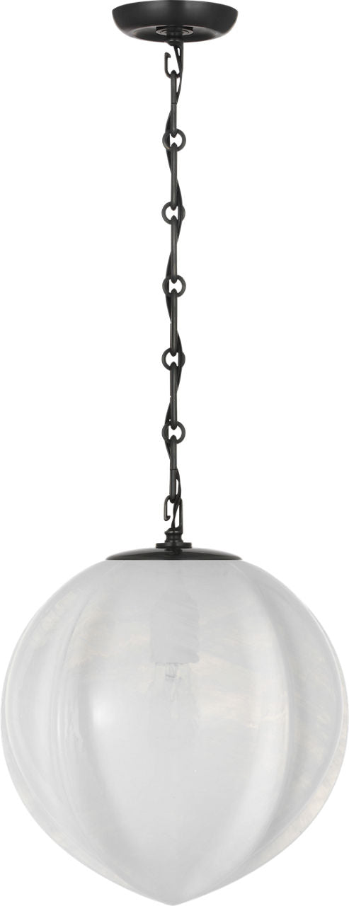 Rae 13" Pendant | Bronze | White Strie Glass