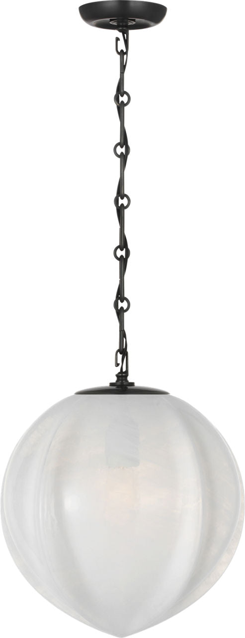 Rae 13" Pendant | Bronze | White Strie Glass