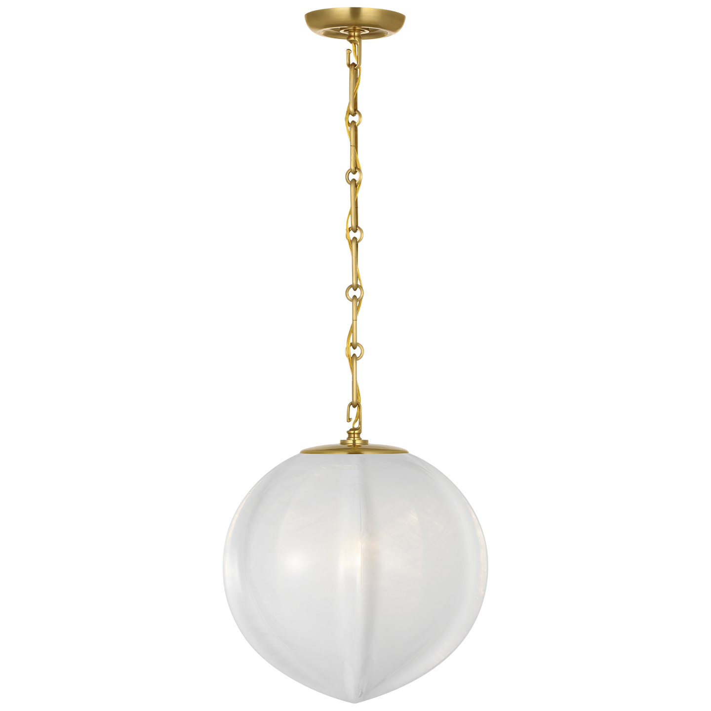 Rae 13" Pendant | Hand-Rubbed Antique Brass | White Strie Glass