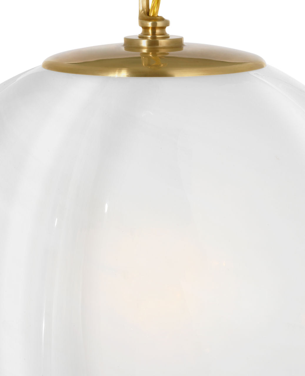 Rae 13" Pendant | Hand-Rubbed Antique Brass | White Strie Glass