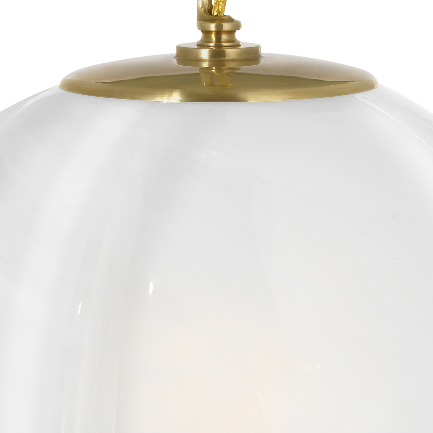 Rae 13" Pendant | Hand-Rubbed Antique Brass | White Strie Glass