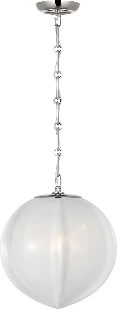 Rae 13" Pendant | Polished Nickel | White Strie Glass