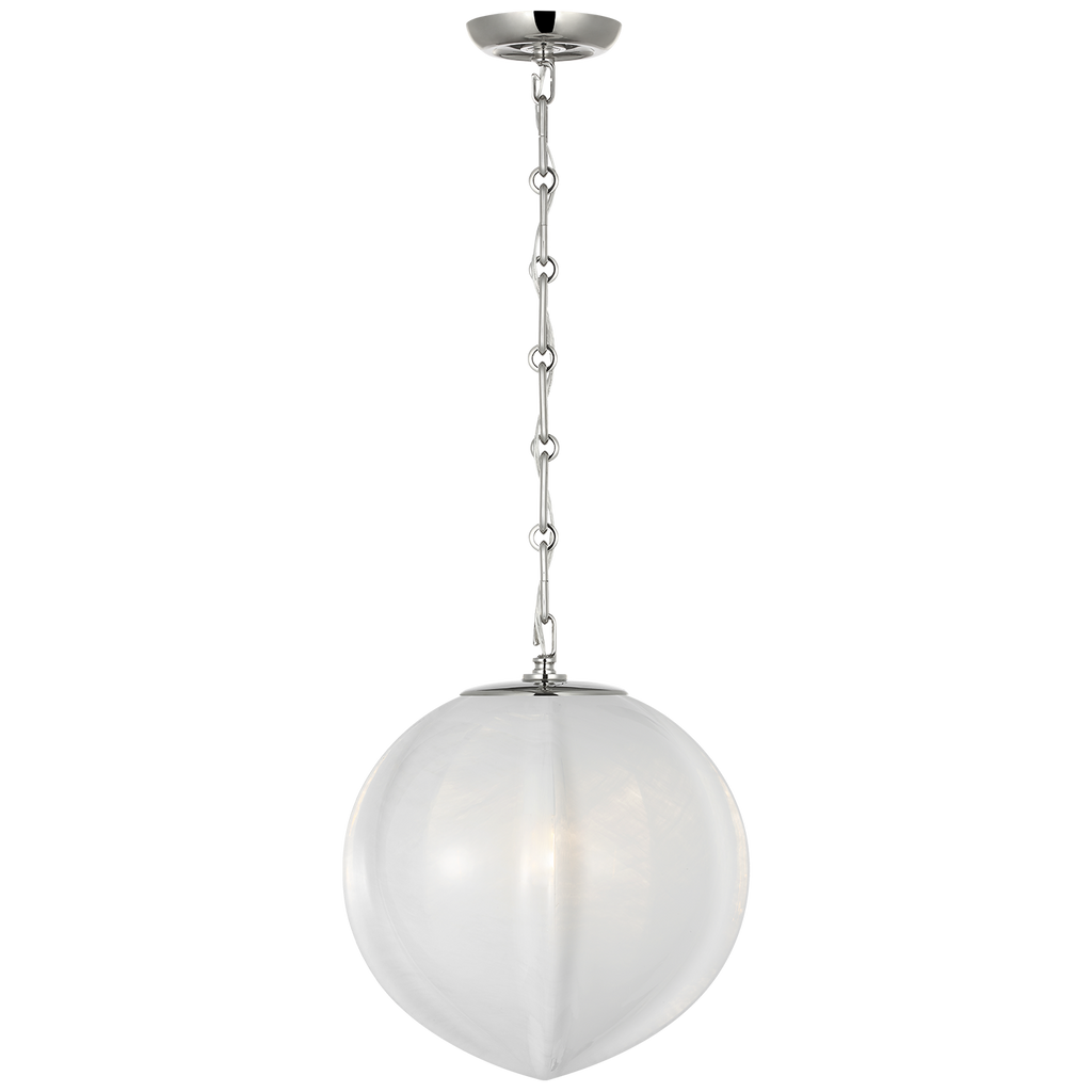 Rae 13" Pendant | Polished Nickel | White Strie Glass