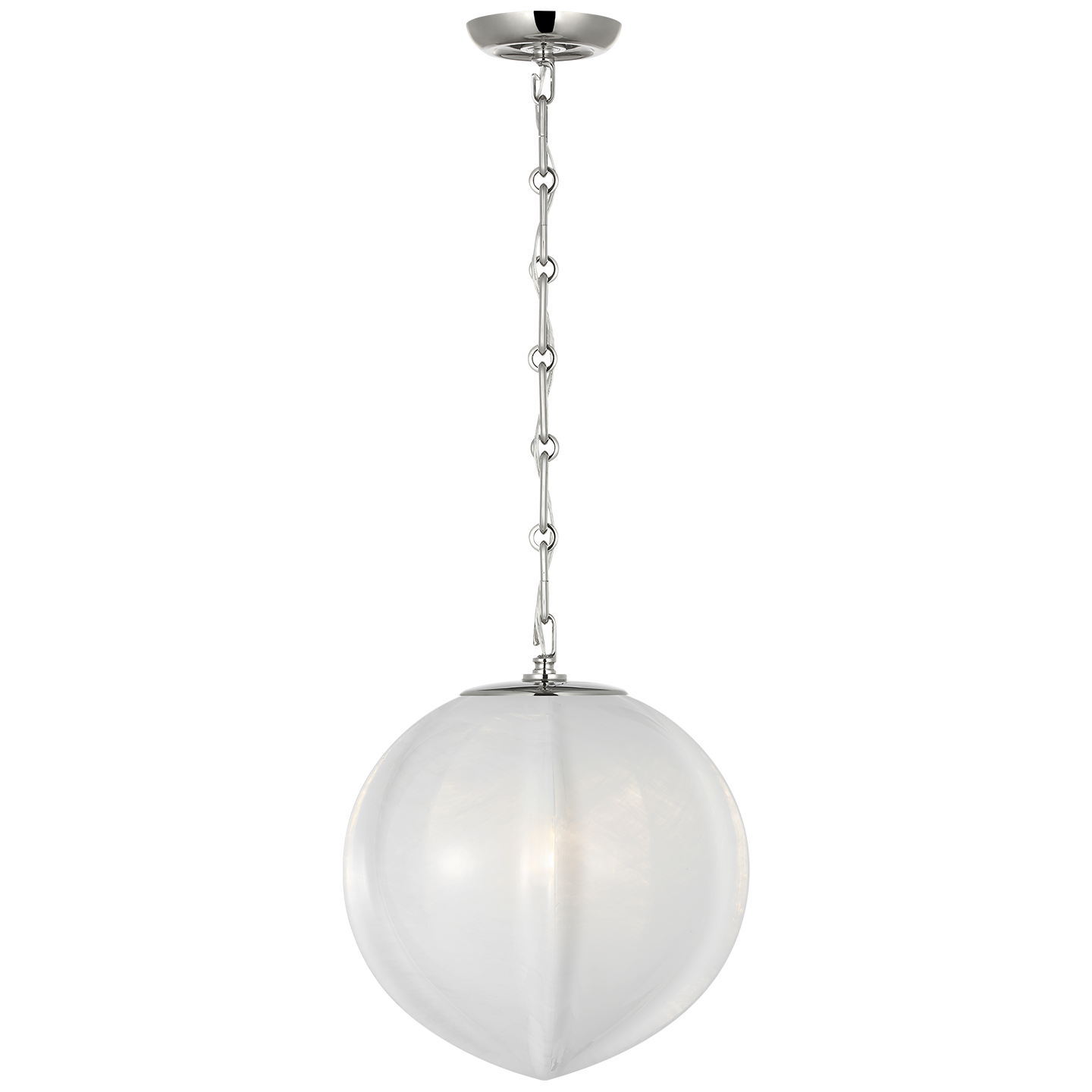 Rae 13" Pendant | Polished Nickel | White Strie Glass