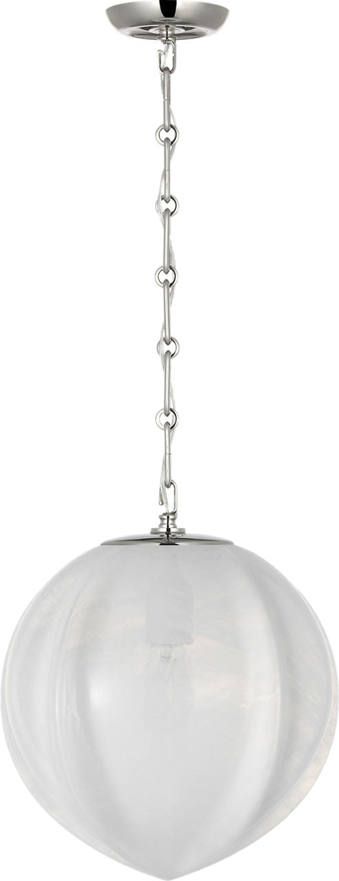 Rae 13" Pendant | Polished Nickel | White Strie Glass